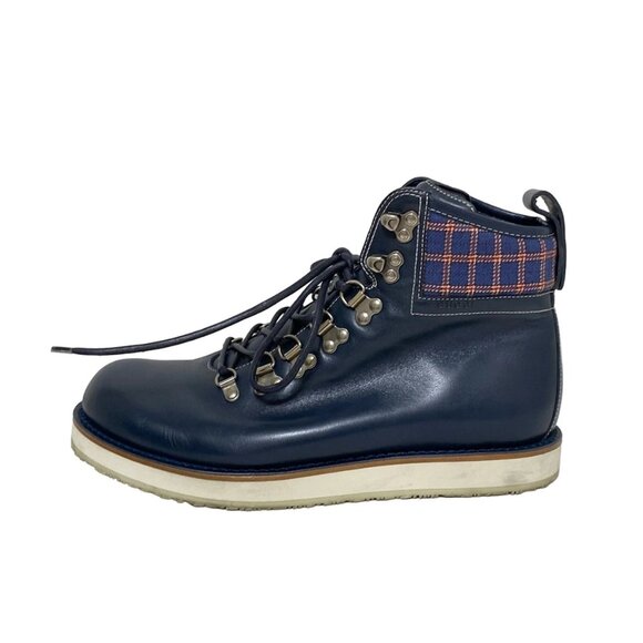 GUCCI - Dark Navy Navy Red Leather Men's Boots 256-060625 - Picture 1 of 6